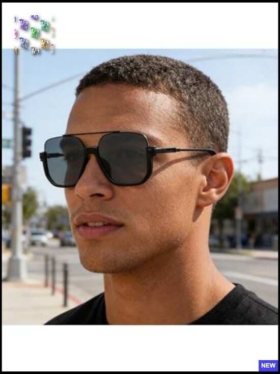 Retro Square Aviator Sunglasses Oversized Trendy Unisex 70s Tinted Shades main image 7